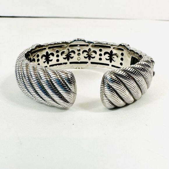 Judith Ripka Diamonique Rope Cuff Bracelet 925 Silver Cubic Zirconia Hinged Cuff - Picture 2 of 12